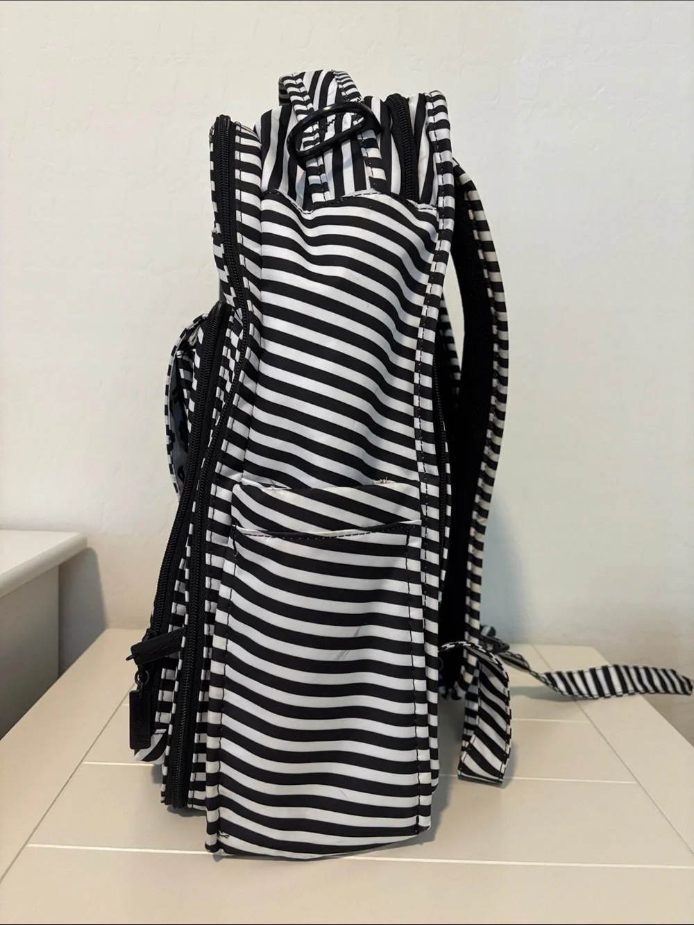 Ju-Ju-Be Black & White Striped Diaper Backpack